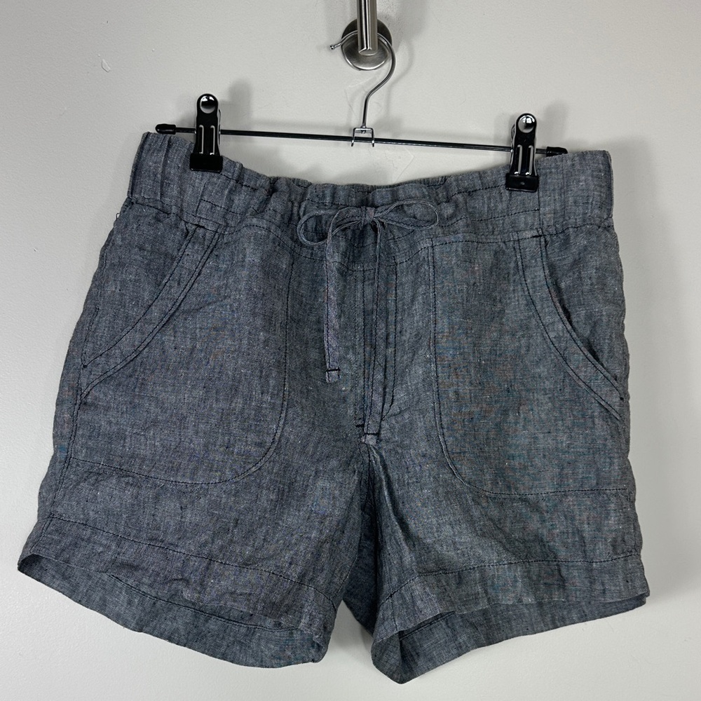 Athleta Blue Heathered Linen Drawstring Shorts 4 - Picture 5 of 9